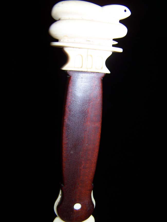 An Outstanding 19th century Sailor-made Ivory mounted Letter Opener with 'coiled serpent' ivory knob — image 4